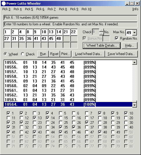 Power Lotto Wheeler Screenshot